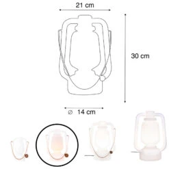 QAZQA Tafellamp Oplaadbaar 30 Cm IP44 Wit - Storm Small -Woonwinkel 1000014991 0102