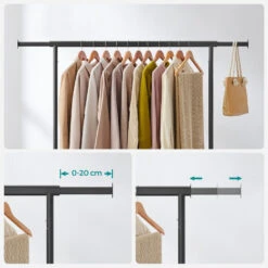 O'DADDY® Kledingrek Op 4 Grote Wielen - Tot 130 Kg Stabiel - Zwart -Woonwinkel 1000074129 0103