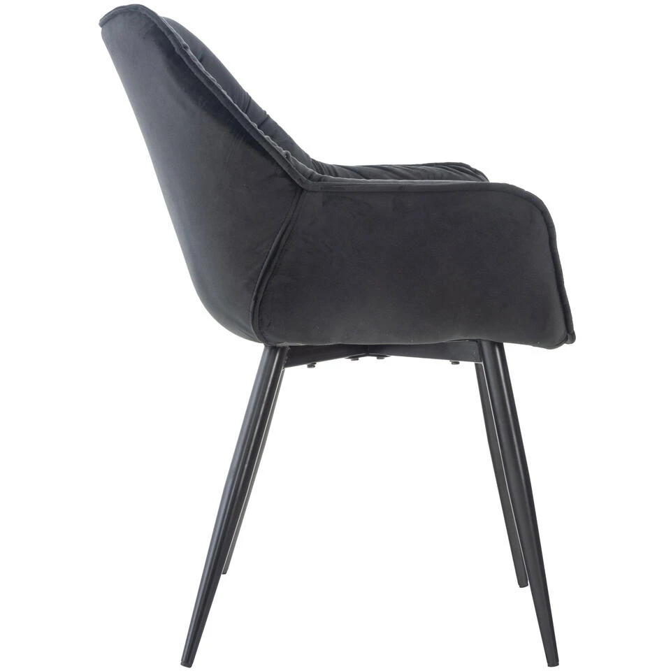 CLP Eetkamerstoel Tanna Fluweel Zwart 5 CLP Eetkamerstoel Tanna Fluweel Zwart - Afbeelding 3