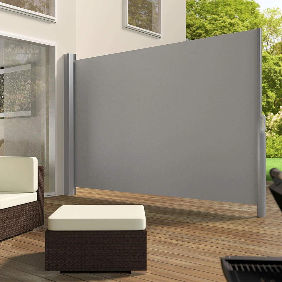 Tectake - Uittrekbaar Aluminium Windscherm Tuinscherm 200 X 300 Cm Grijs 4 Tectake - Uittrekbaar Aluminium Windscherm Tuinscherm 200 X 300 Cm Grijs - Afbeelding 2