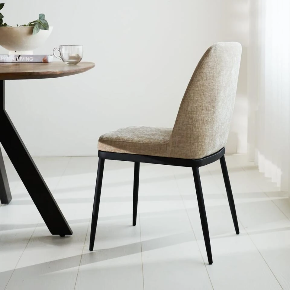 Eetkamerstoel Noli Chenille Beige - Stof - Beige 4 Eetkamerstoel Noli Chenille Beige - Stof - Beige - Afbeelding 2