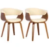 CLP Set Van 2 Bruce Eetkamerstoelen Frame Walnoot Kunstleder Crème -Woonwinkel 1000100746