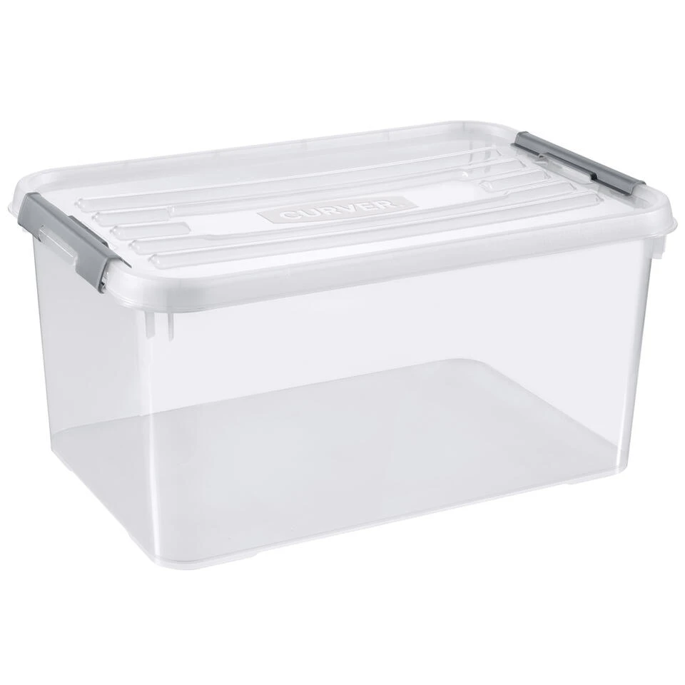 Curver Handy+ Opbergbox - 50L - 3 Stuks - Transparant Met Deksel 6 Curver Handy+ Opbergbox - 50L - 3 Stuks - Transparant Met Deksel - Afbeelding 4