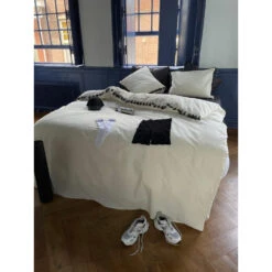 Dindi Home Dekbedovertrek Fleeky Fringes Effen - Wit - 140x200/220 Cm -Woonwinkel 31106100 9051