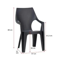 Keter - Stapelstoel Dante Hoge Rug - Donkergrijs - 89x57x57 Cm -Woonwinkel 50100437 9601