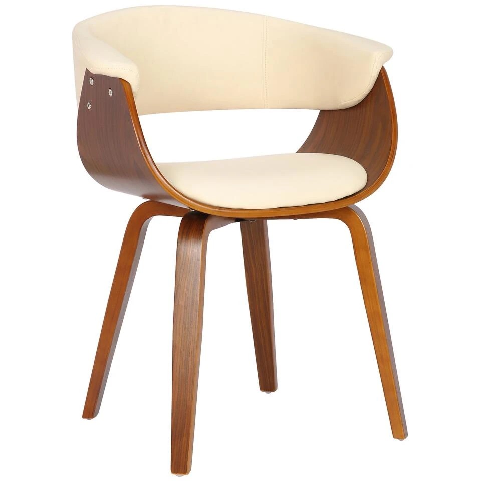 CLP Set Van 2 Bruce Eetkamerstoelen Frame Walnoot Kunstleder Crème 4 CLP Set Van 2 Bruce Eetkamerstoelen Frame Walnoot Kunstleder Crème - Afbeelding 2