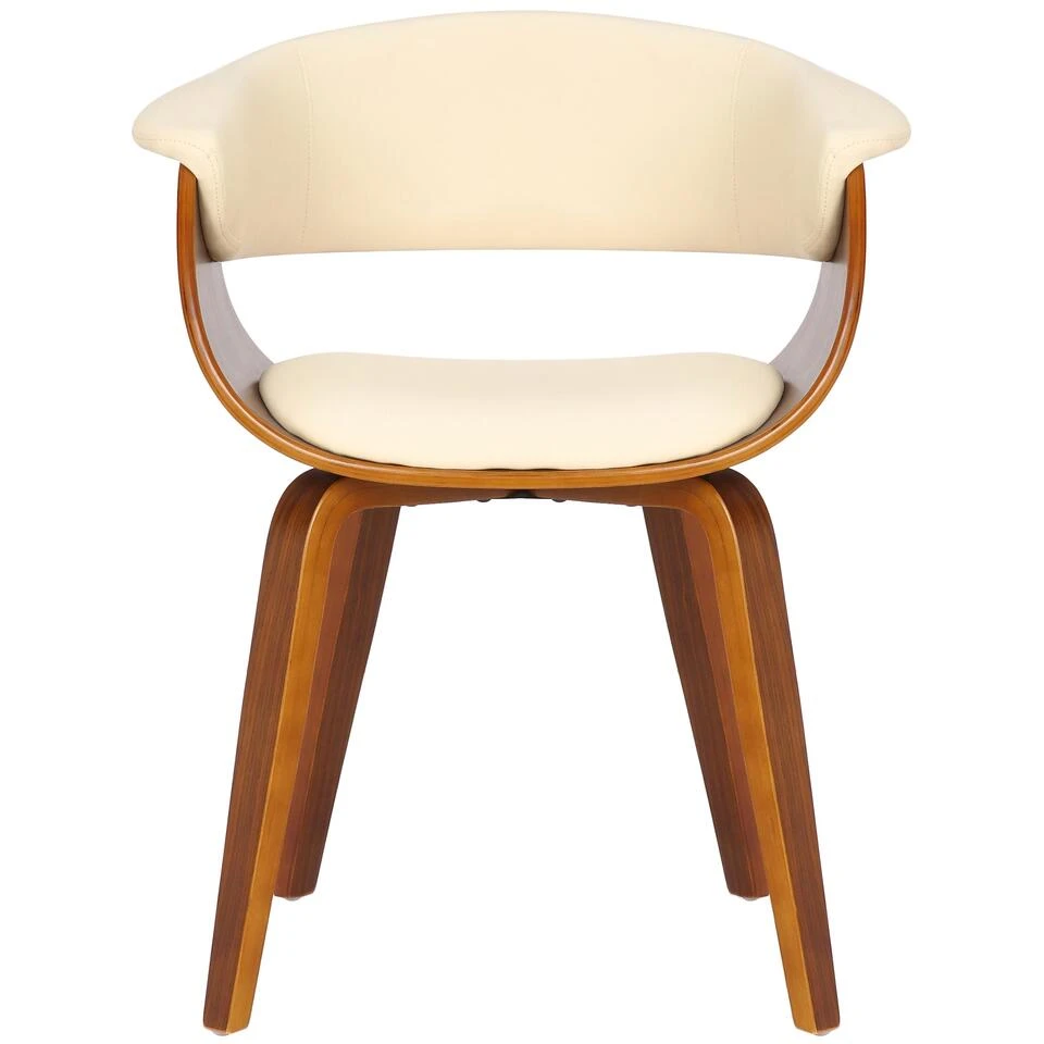 CLP Set Van 2 Bruce Eetkamerstoelen Frame Walnoot Kunstleder Crème 6 CLP Set Van 2 Bruce Eetkamerstoelen Frame Walnoot Kunstleder Crème - Afbeelding 4