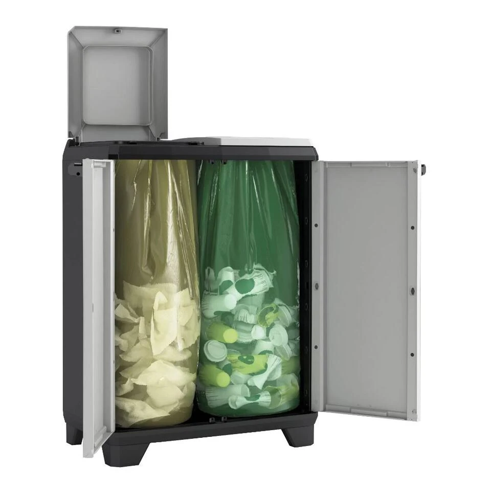 Keter Split Premium Recycling Kliko - Vuilbakken Buiten - 2x110L 4 Keter Split Premium Recycling Kliko - Vuilbakken Buiten - 2x110L - Afbeelding 2